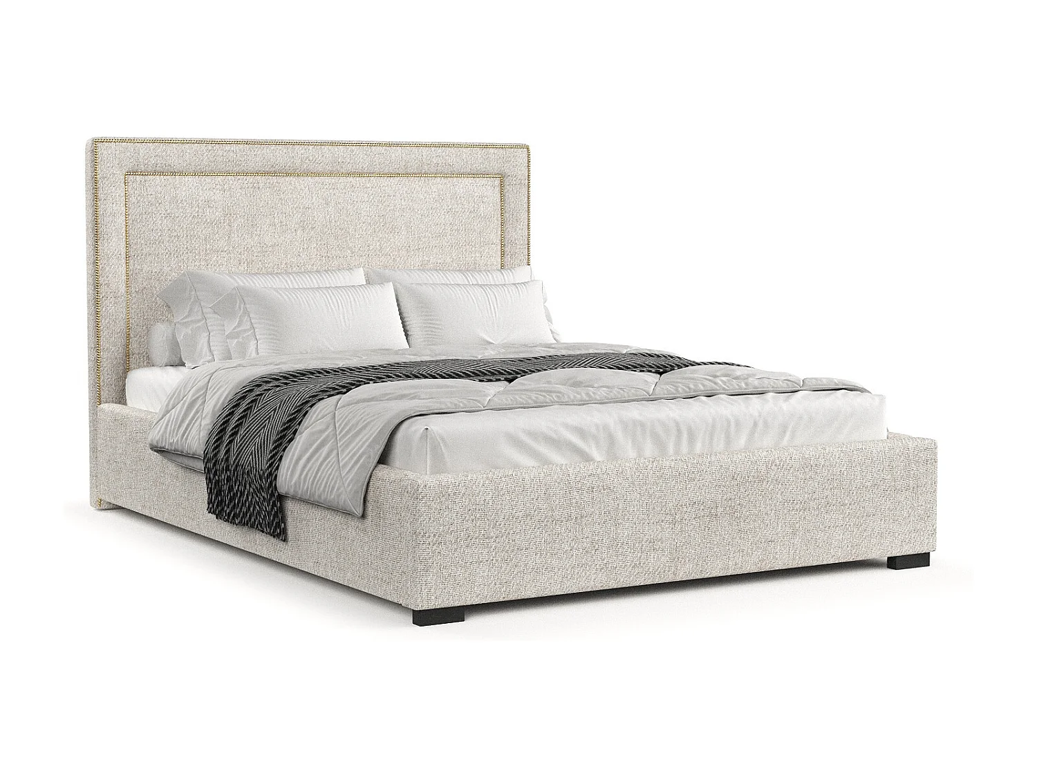 Łóżko tapicerowane Como - 180 x 200 cm - tkanina pleciona - kremowy