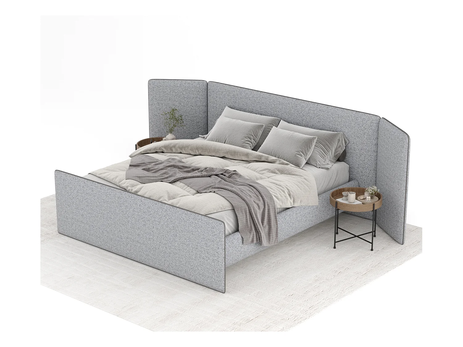 Polsterbett Tokyo - 180 x 200 cm - Webstoff - grau