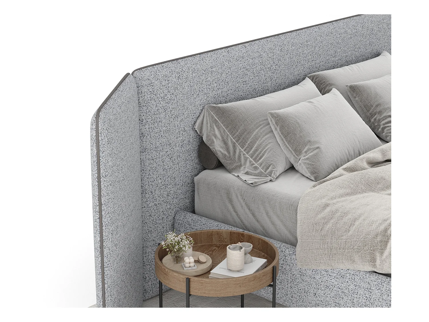 Polsterbett Tokyo - 180 x 200 cm - Webstoff - grau