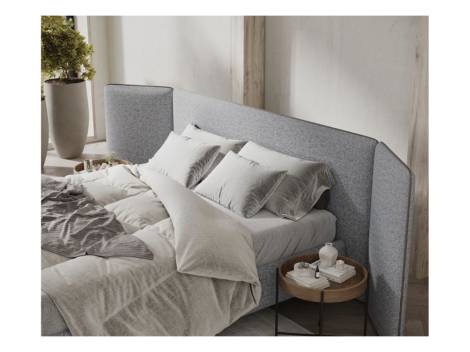 Polsterbett Tokyo - 180 x 200 cm - Webstoff - grau