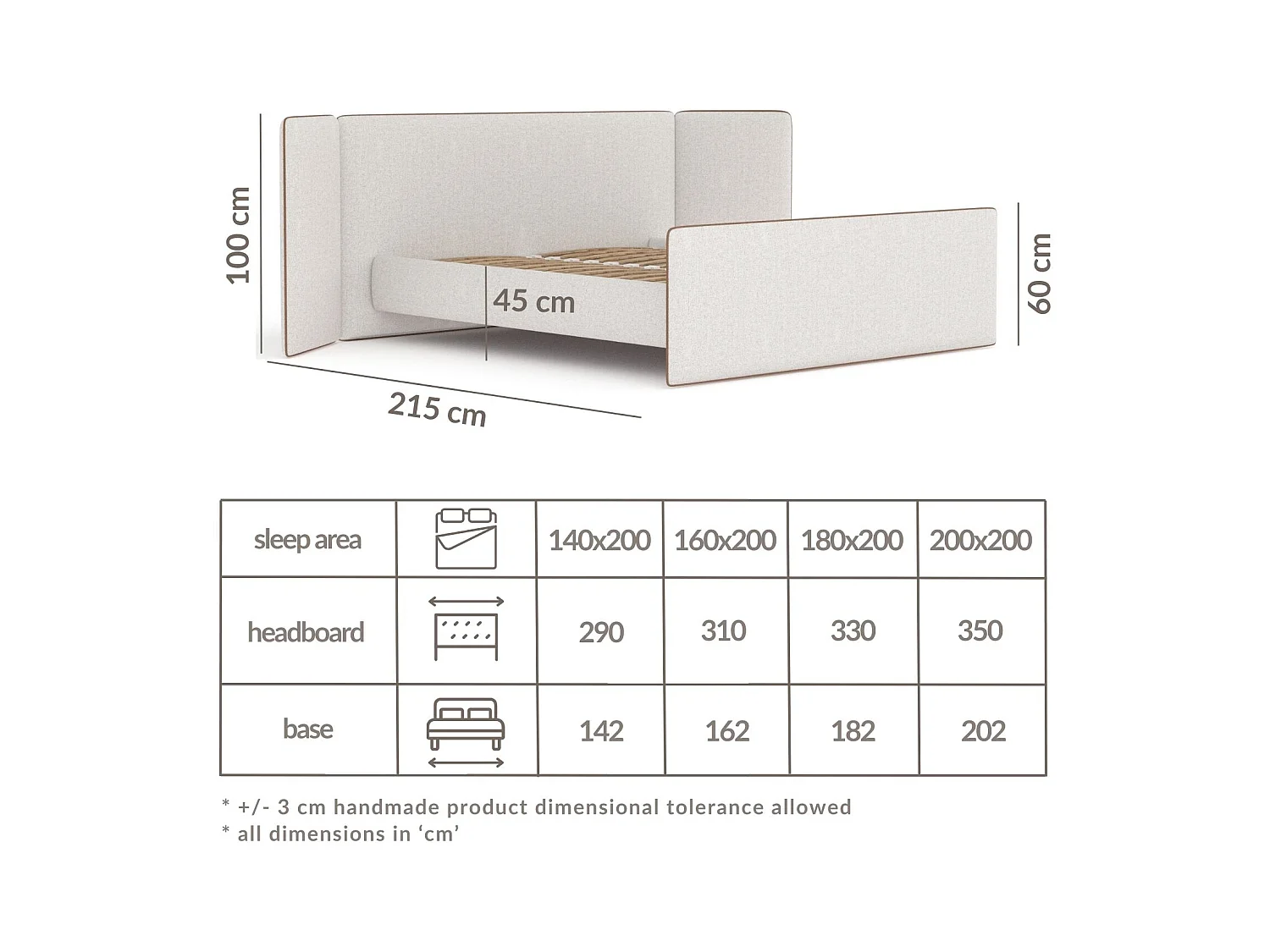 Polsterbett Tokyo - 180 x 200 cm - Webstoff - grau