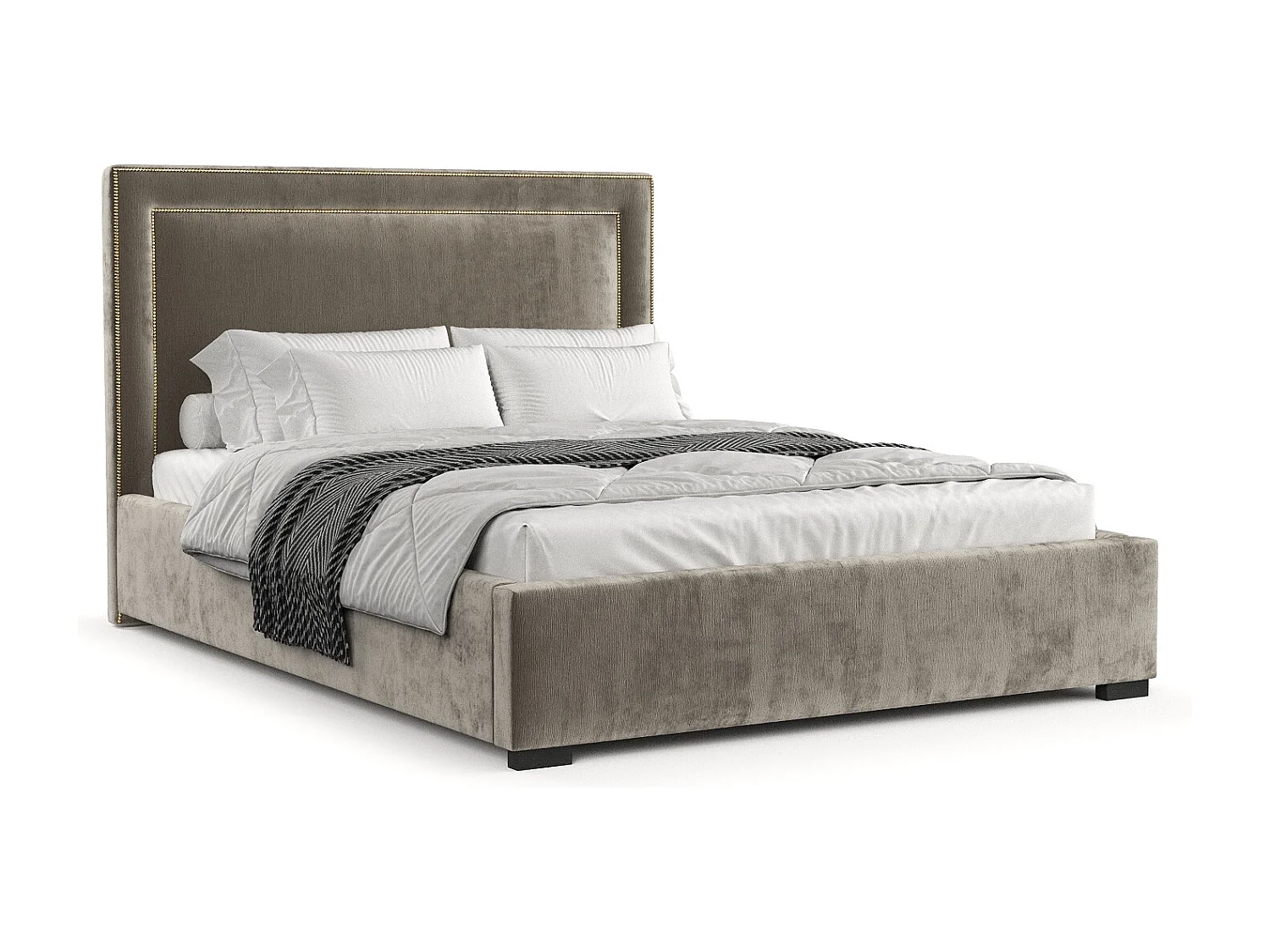 Polsterbett Como - 140 x 200 cm - Chenille-Stoff - beige