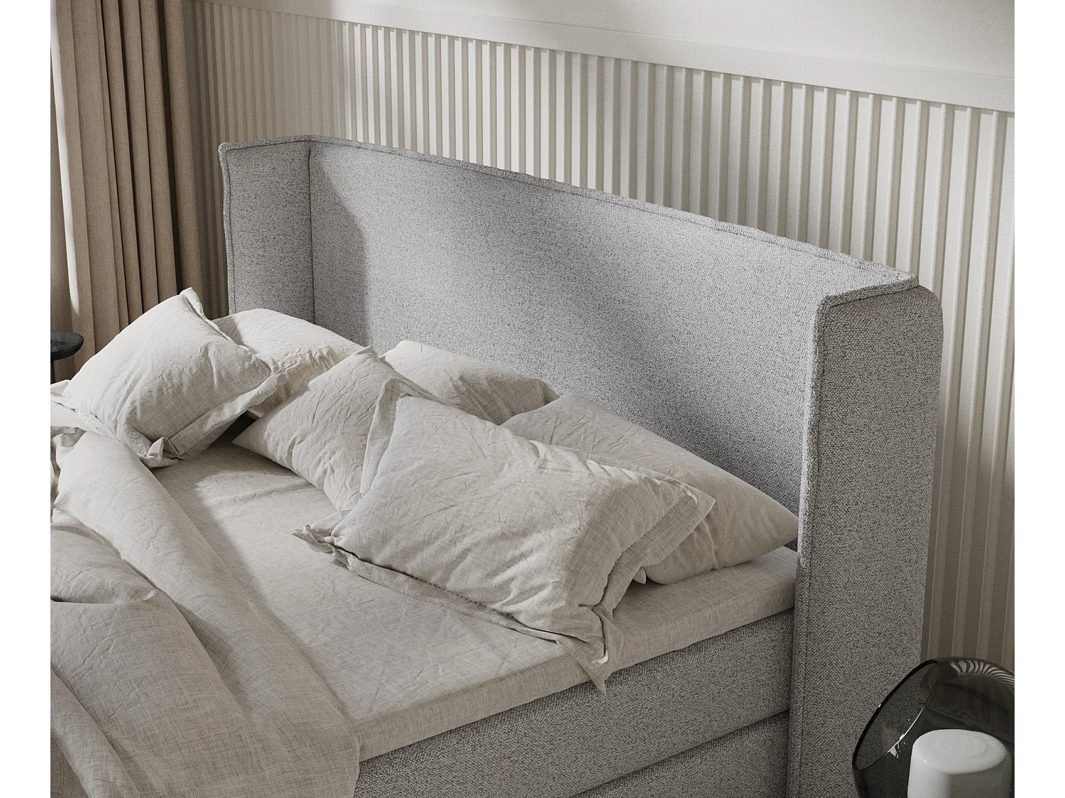 Lit boxspring en toile tissée Carizzo - matelas - surmatelas - 140x200 cm - gris clair