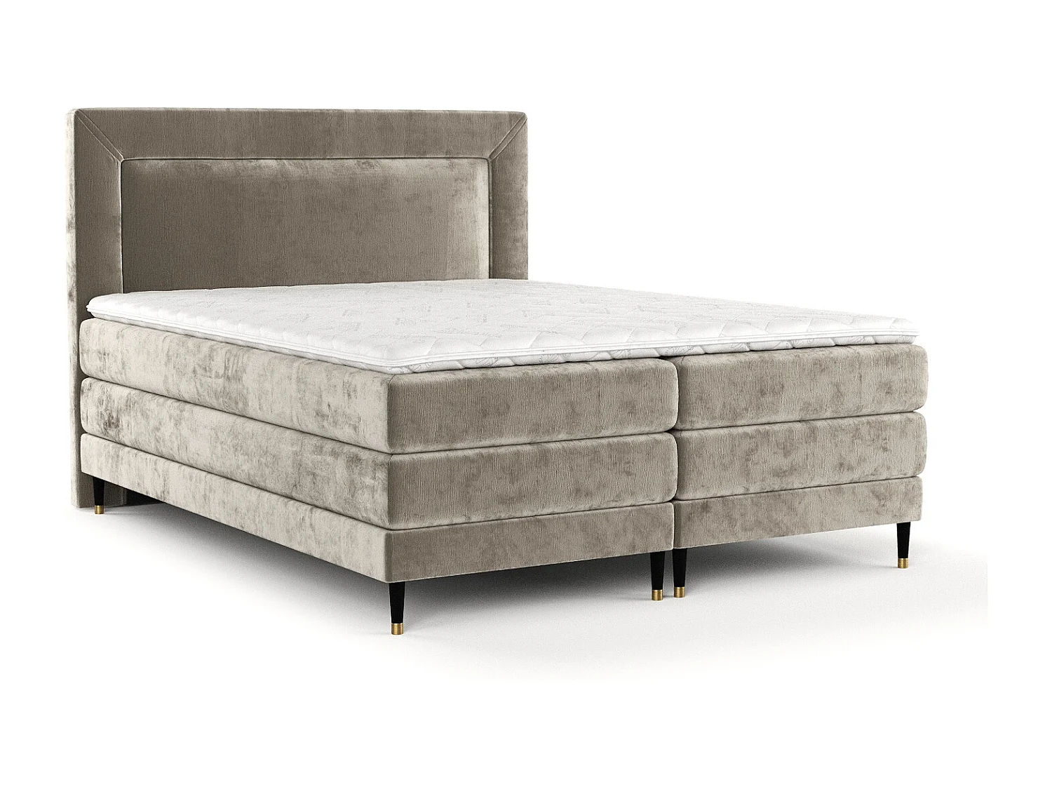 Lit boxspring en tissu chenille Madame - matelas - surmatelas - 140x200 cm - beige