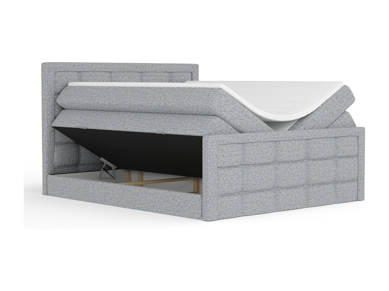 Boxspringbett aus Webstoff Ambrosia - Matratze - Toppermatratze - 160x200 cm - grau