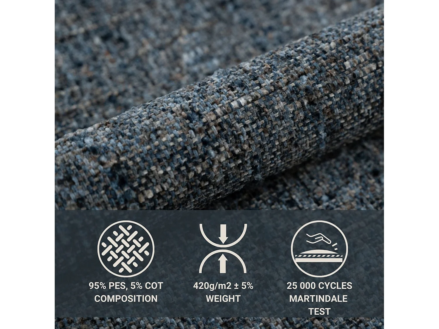 Lit boxspring en toile tissée Rimini - matelas - surmatelas - 180x200 cm - bleu marine