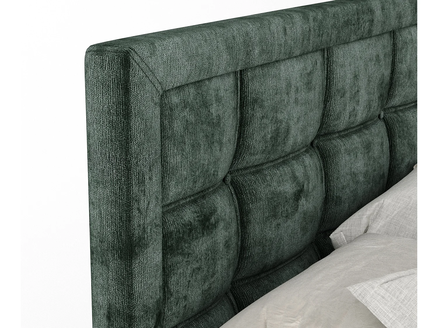 Lit boxspring en tissu chenille Ambrosia - matelas - surmatelas - 140x200 cm - vert