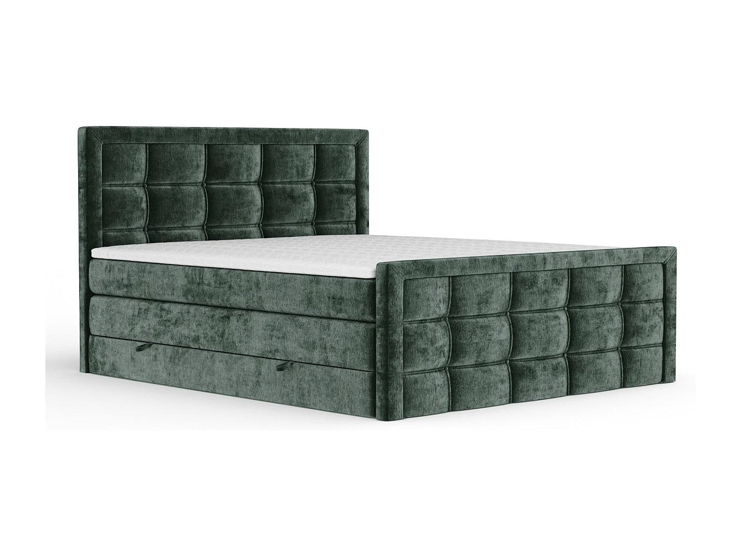 Boxspringbett aus Chenille-Stoff Ambrosia - Matratze - Toppermatratze - 140x200 cm - grün