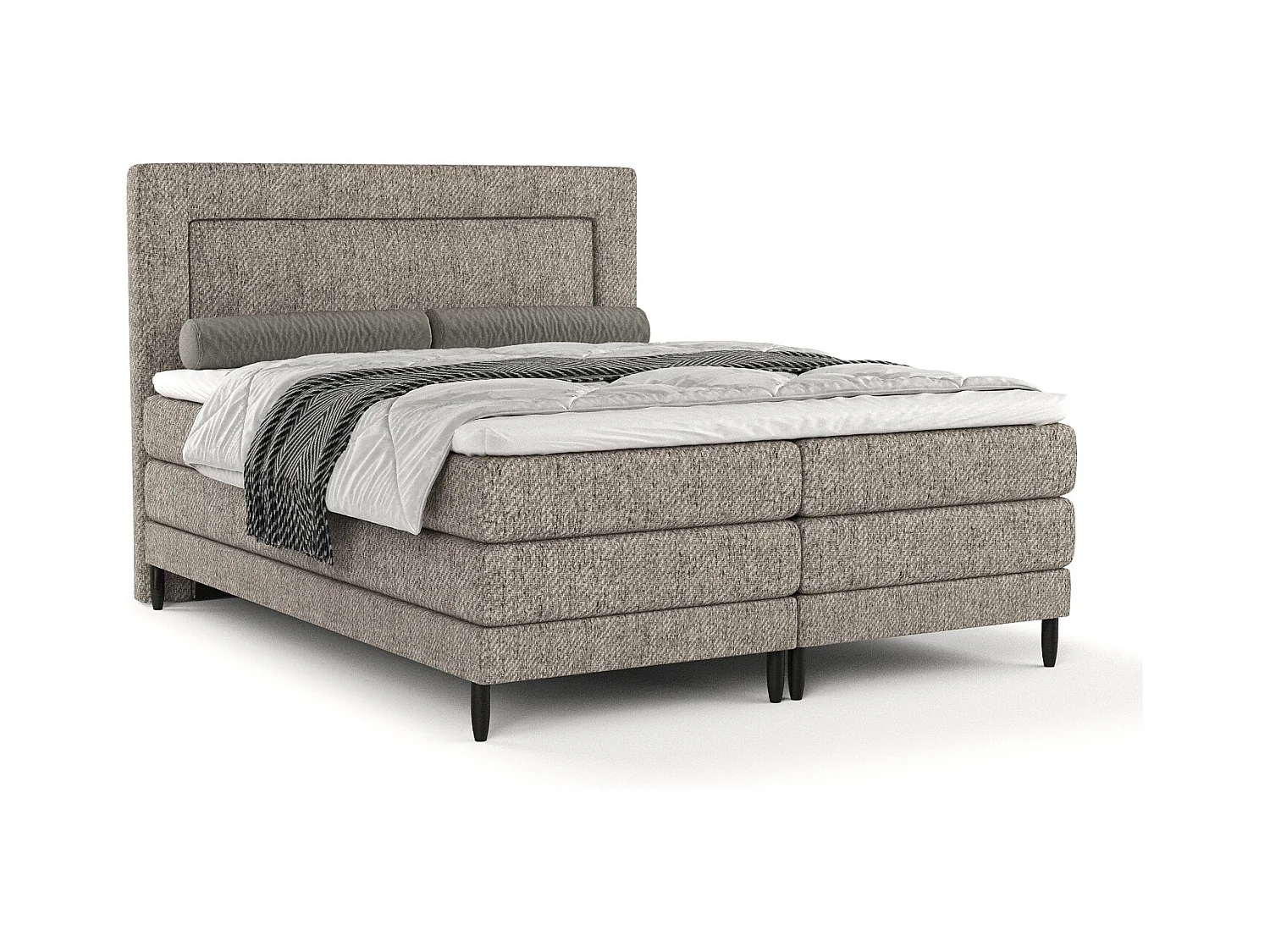 Lit boxspring en toile tissée Madame - matelas - surmatelas - 200x200 cm - brun clair