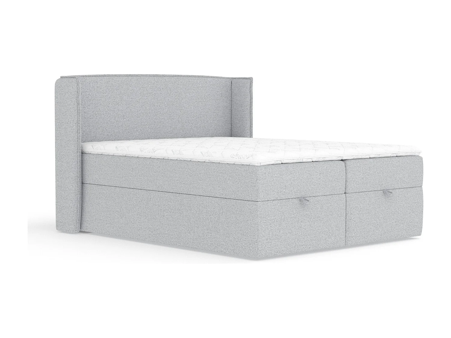 Boxspringbett aus Webstoff Passion - Matratze - Toppermatratze - 160x200 cm - hellgrau