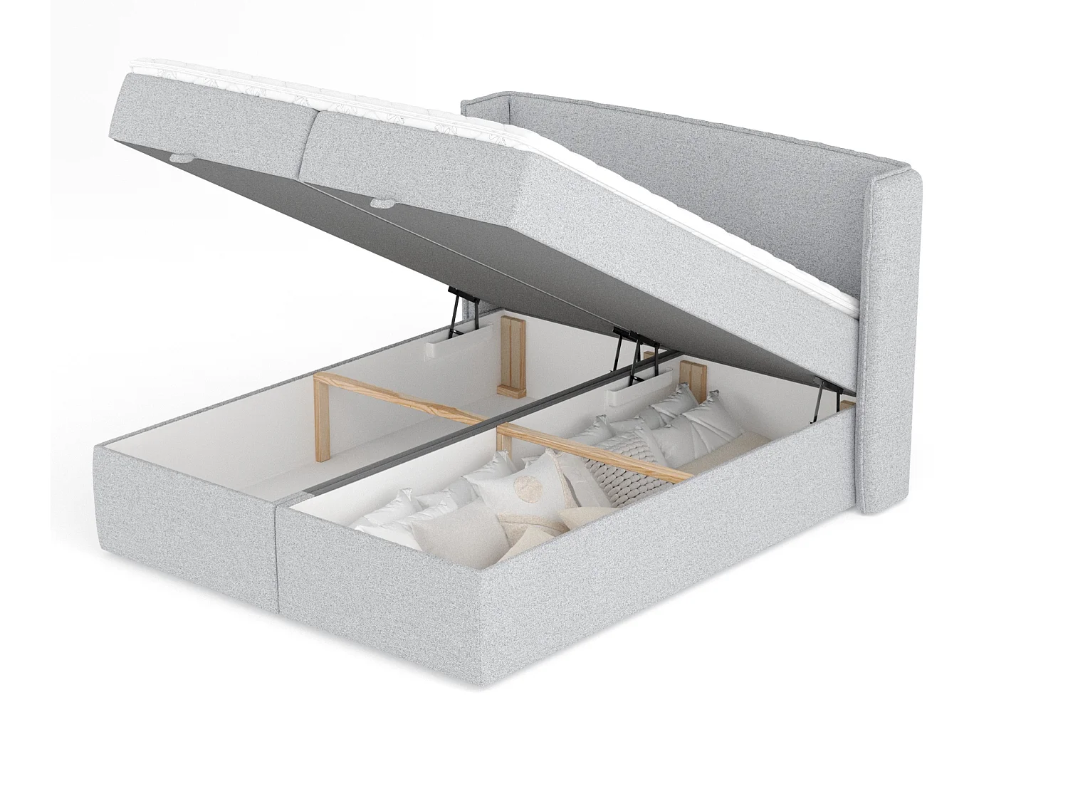 Boxspringbett aus Webstoff Passion - Matratze - Toppermatratze - 180x200 cm - hellgrau