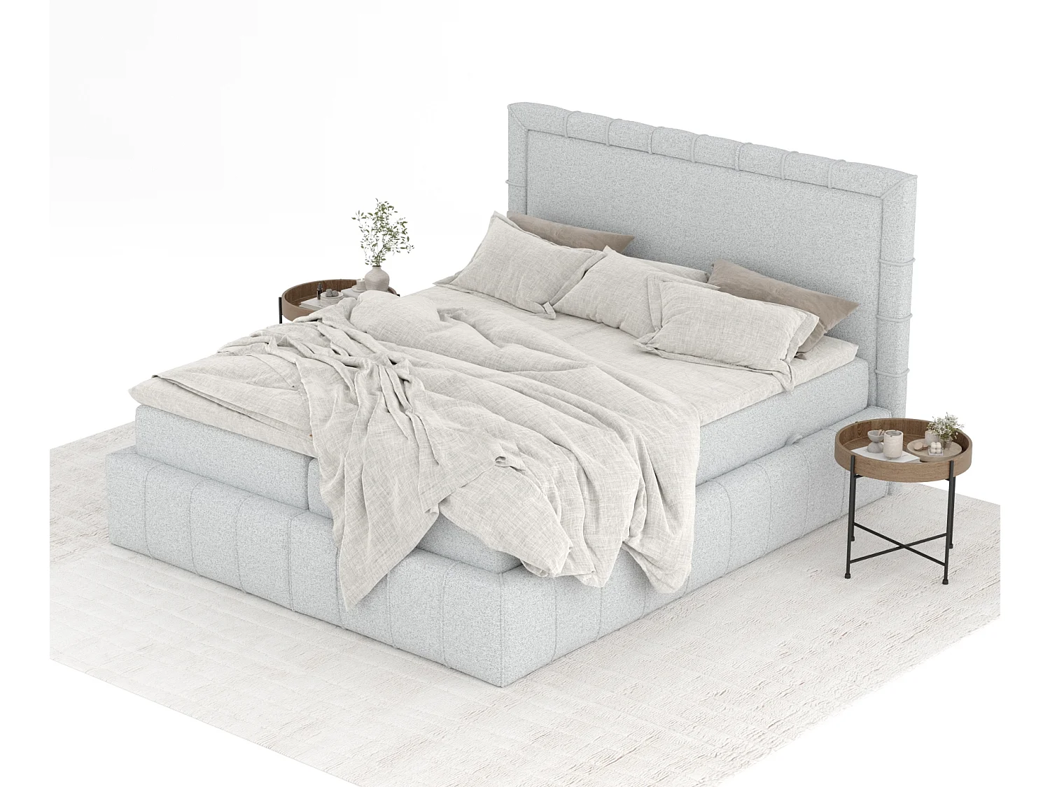 Boxspringbett aus Webstoff Sundown - Matratze - Toppermatratze - 160x200 cm - hellgrau