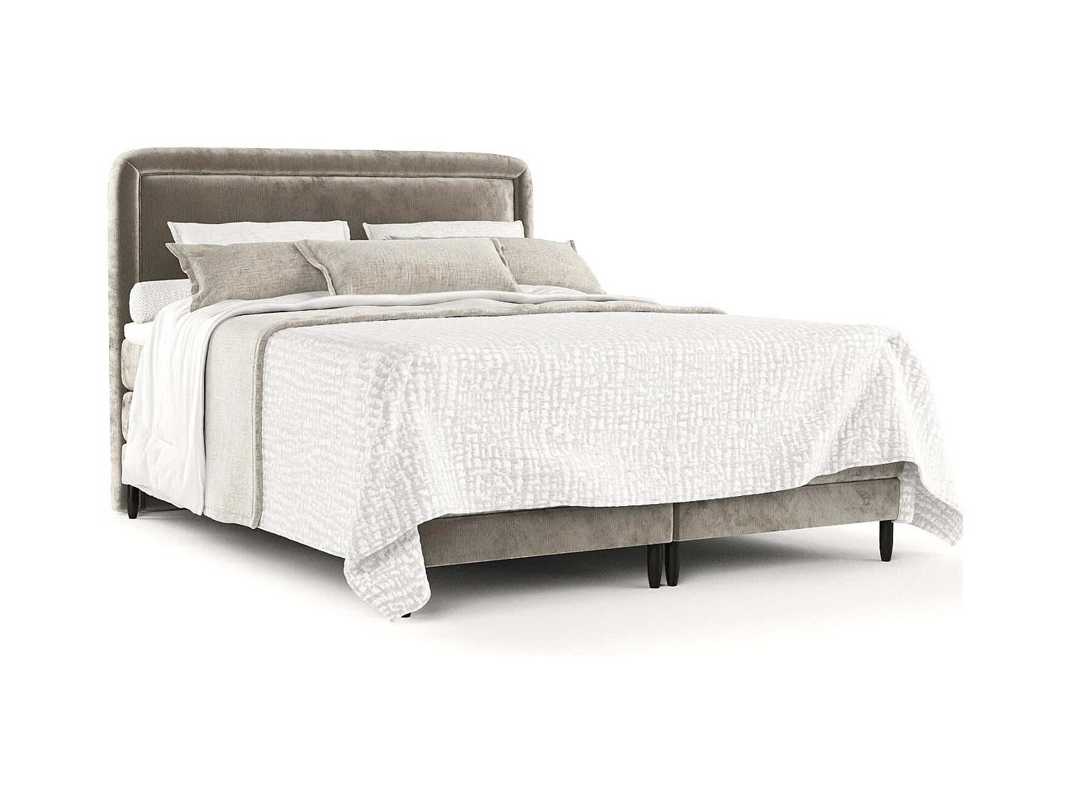 Lit boxspring en tissu chenille Dove - matelas - surmatelas - 200x200 cm - beige