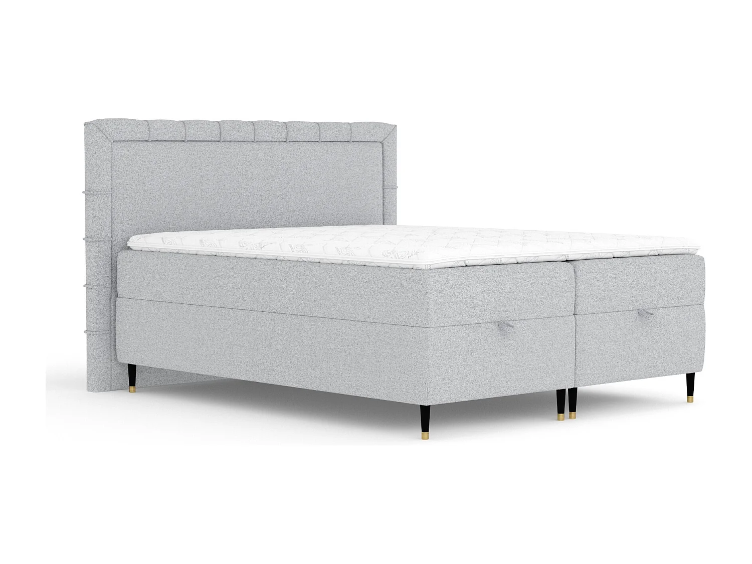 Lit boxspring en toile tissée Voyage - matelas - surmatelas - 180x200 cm - gris clair