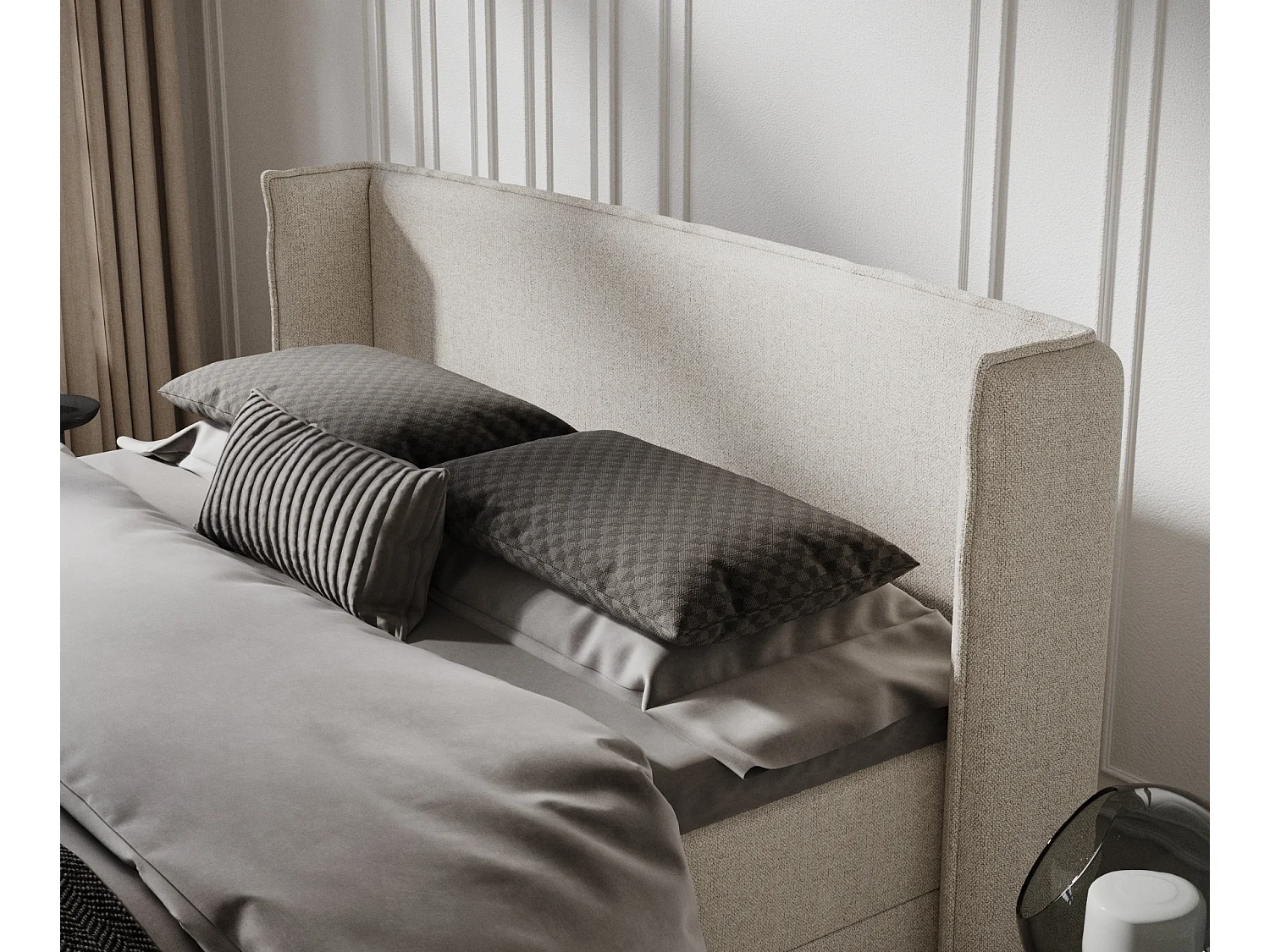 Lit boxspring en toile tissée Passion - matelas - surmatelas - 180x200 cm - beige