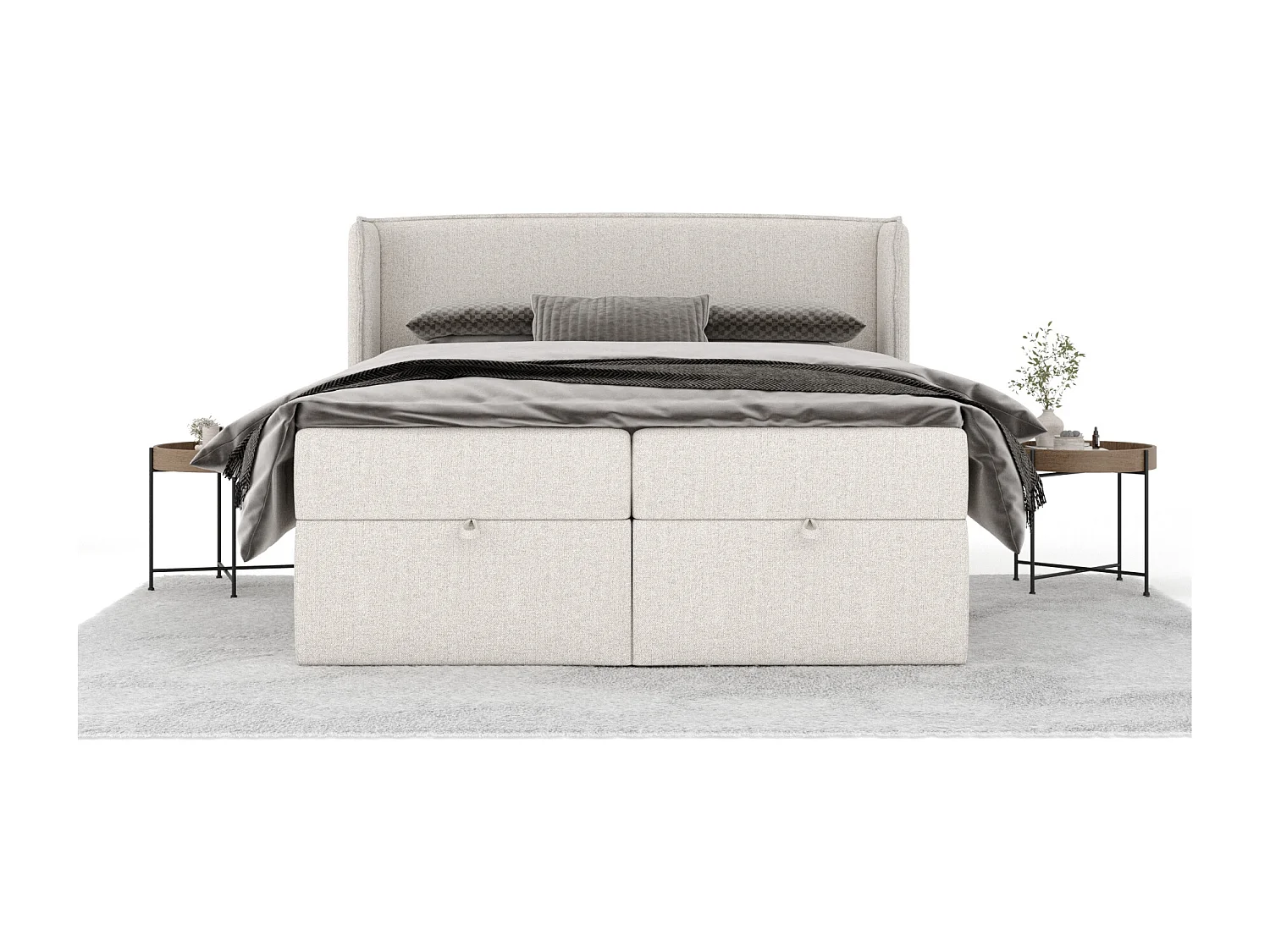 Boxspringbett aus Webstoff Passion - Matratze - Toppermatratze - 180x200 cm - beige