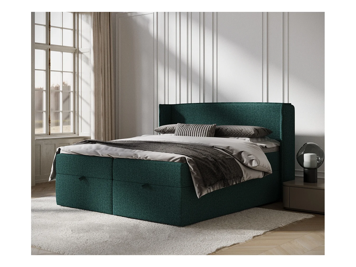 Lit boxspring en toile tissée Passion - matelas - surmatelas - 160x200 cm - vert
