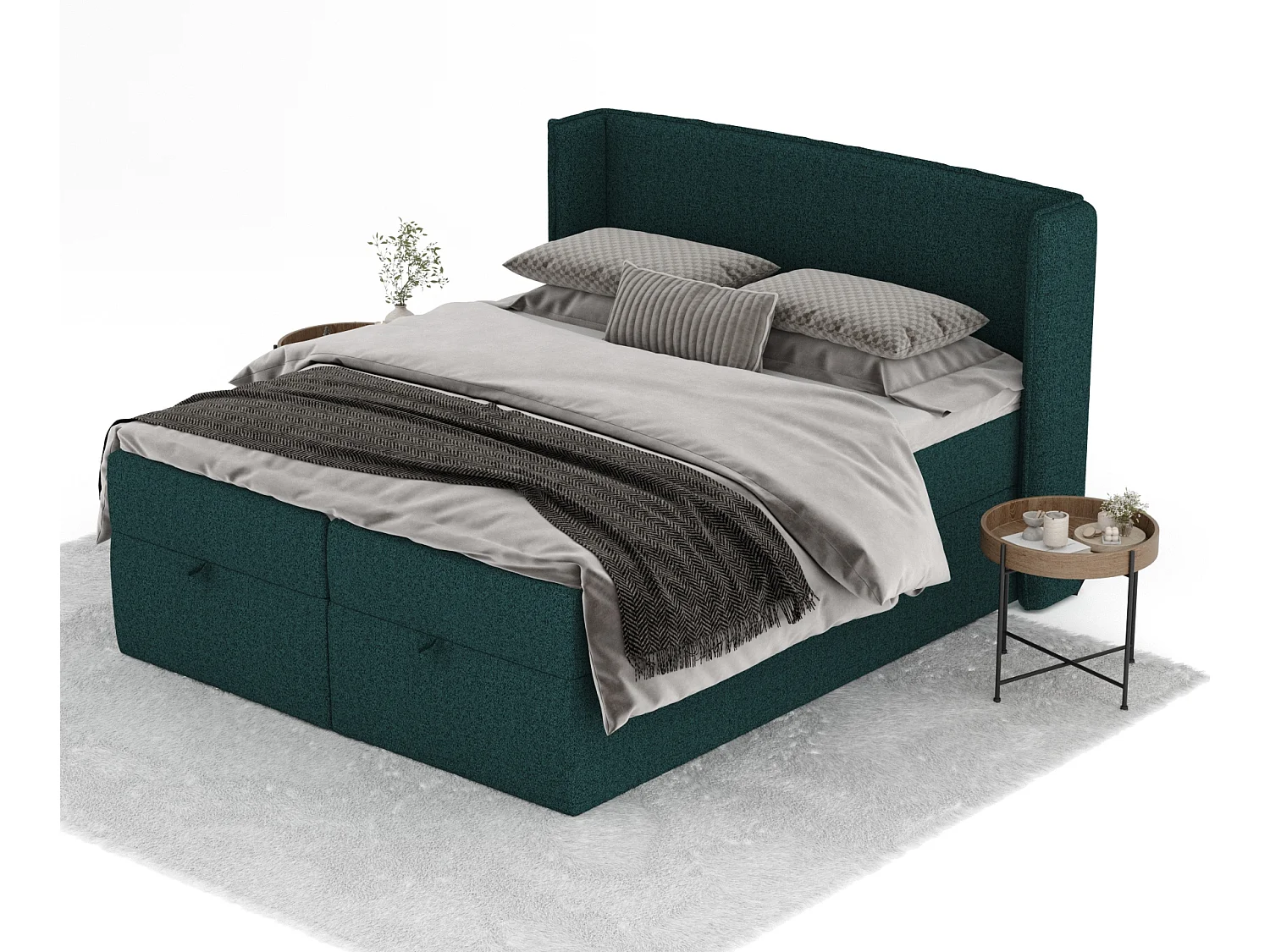 Lit boxspring en toile tissée Passion - matelas - surmatelas - 160x200 cm - vert