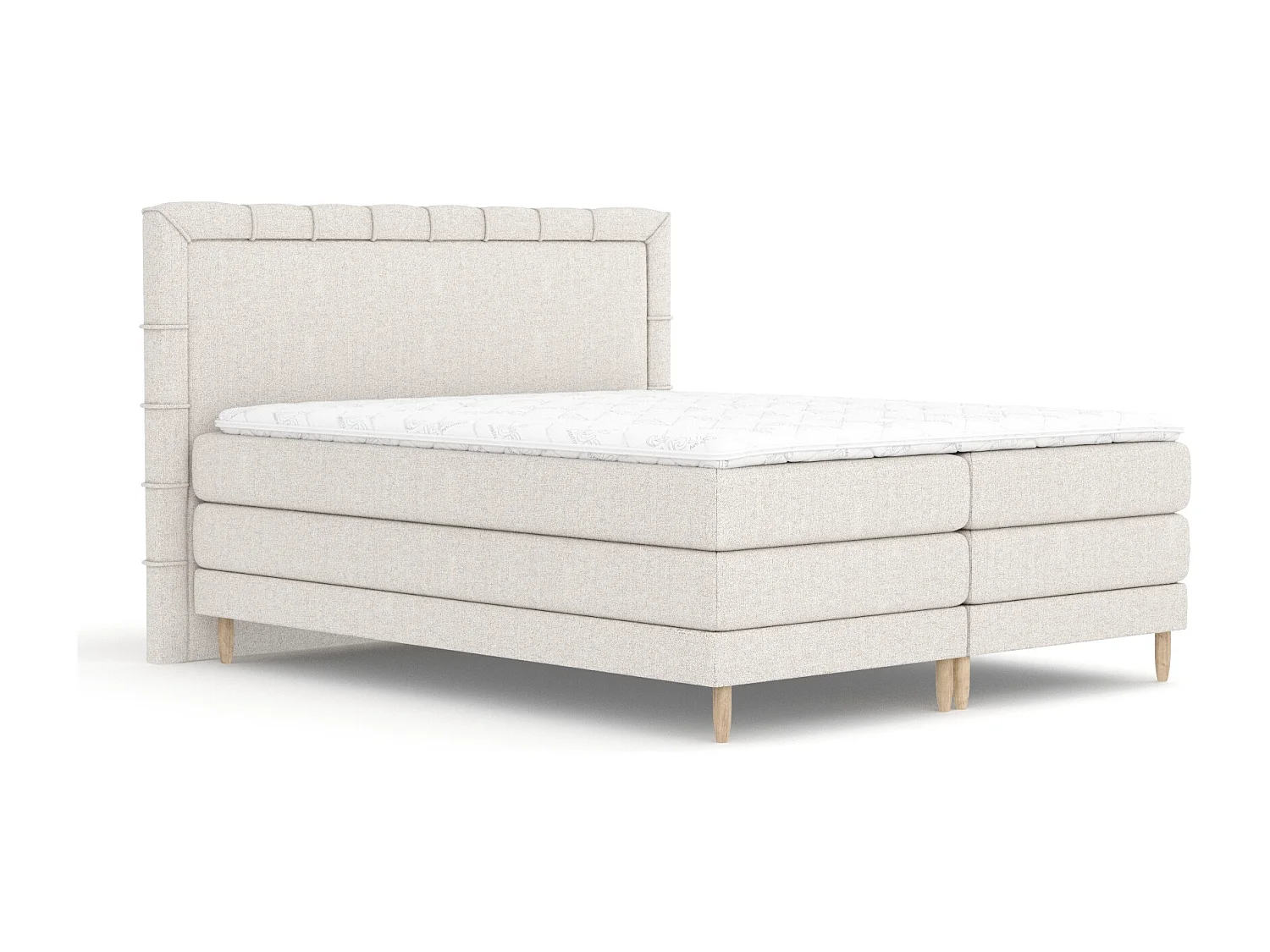 Boxspringbett aus Webstoff Rimini - Matratze - Toppermatratze - 180x200 cm - beige