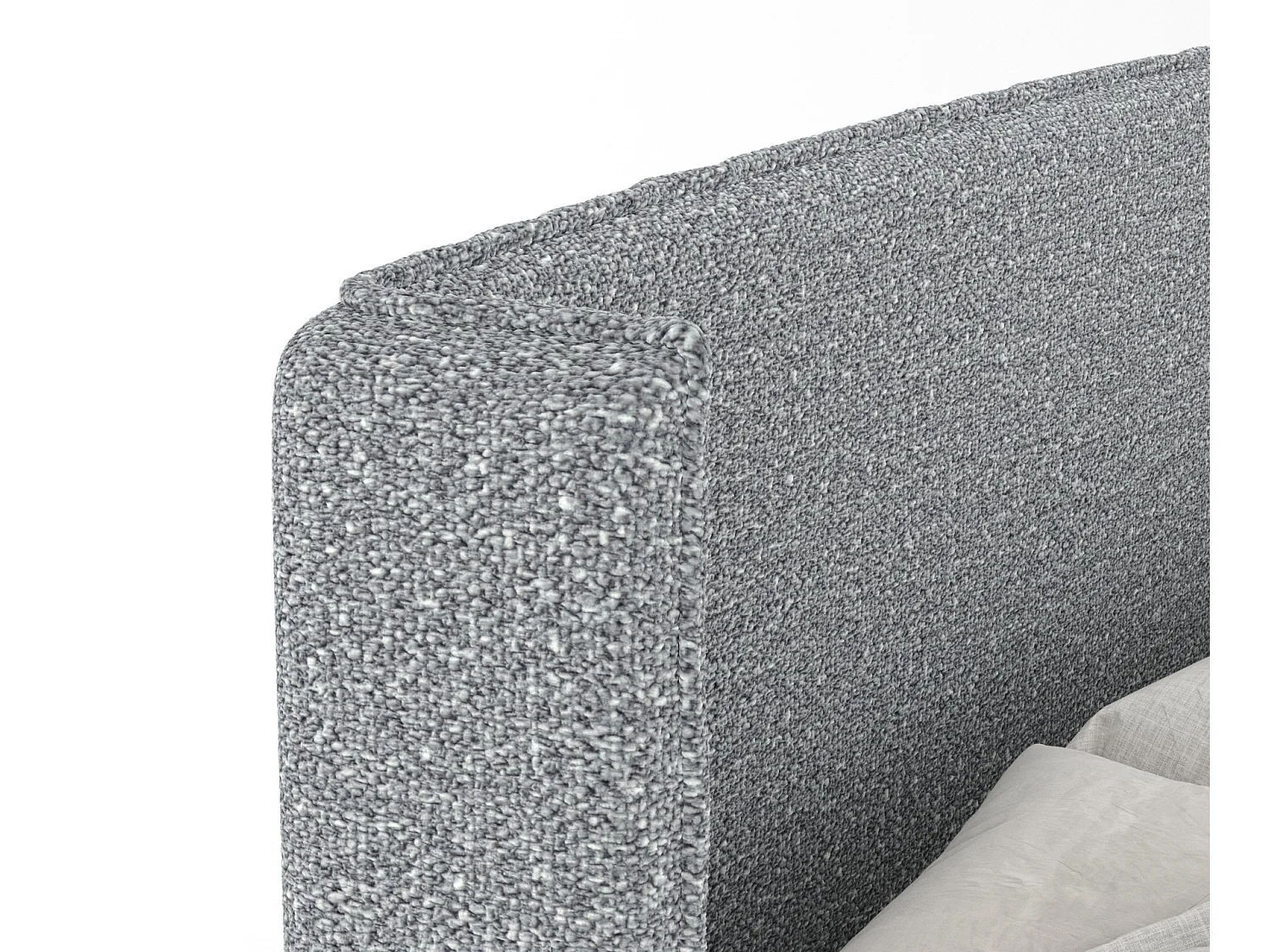 Boxspringbett aus Boucle-Stoff Ardis - Matratze - Toppermatratze - 180x200 cm - grau