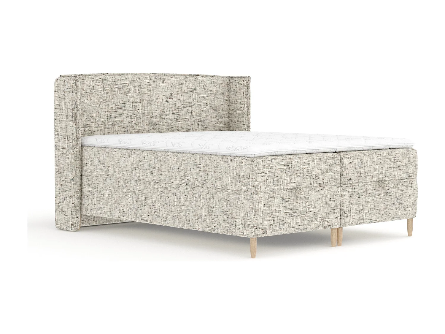 Boxspringbett aus Webstoff Monpelli - Matratze - Toppermatratze - 180x200 cm - beige melange