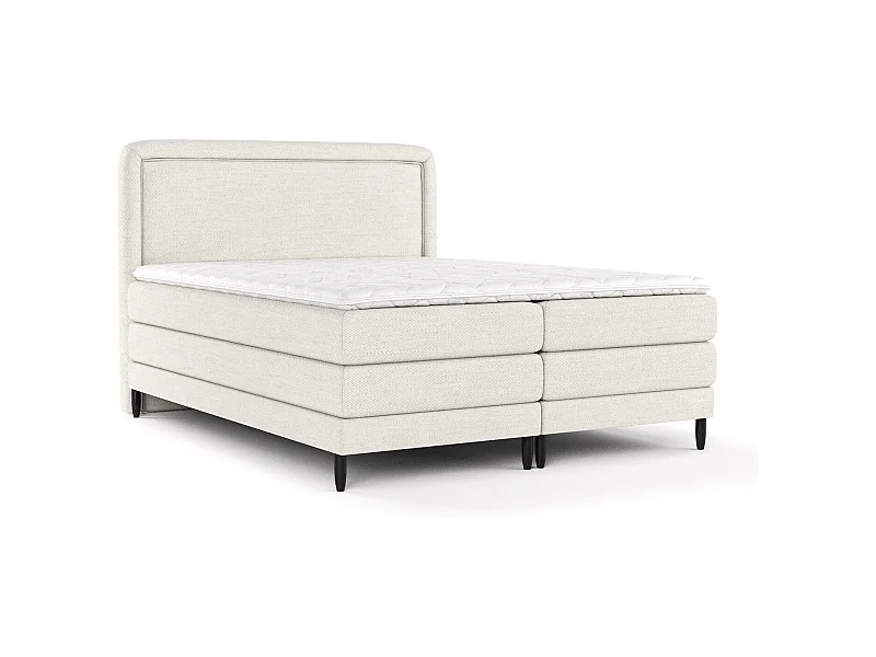 Boxspringbett aus Webstoff Dove - Matratze - Toppermatratze - 200x200 cm - creme