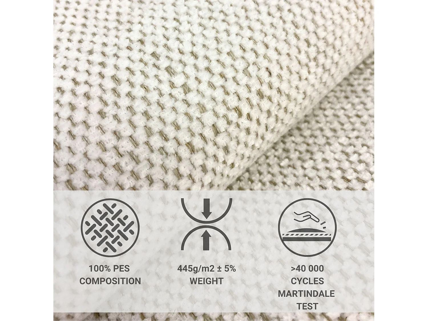 Boxspringbett aus Webstoff Dove - Matratze - Toppermatratze - 200x200 cm - creme