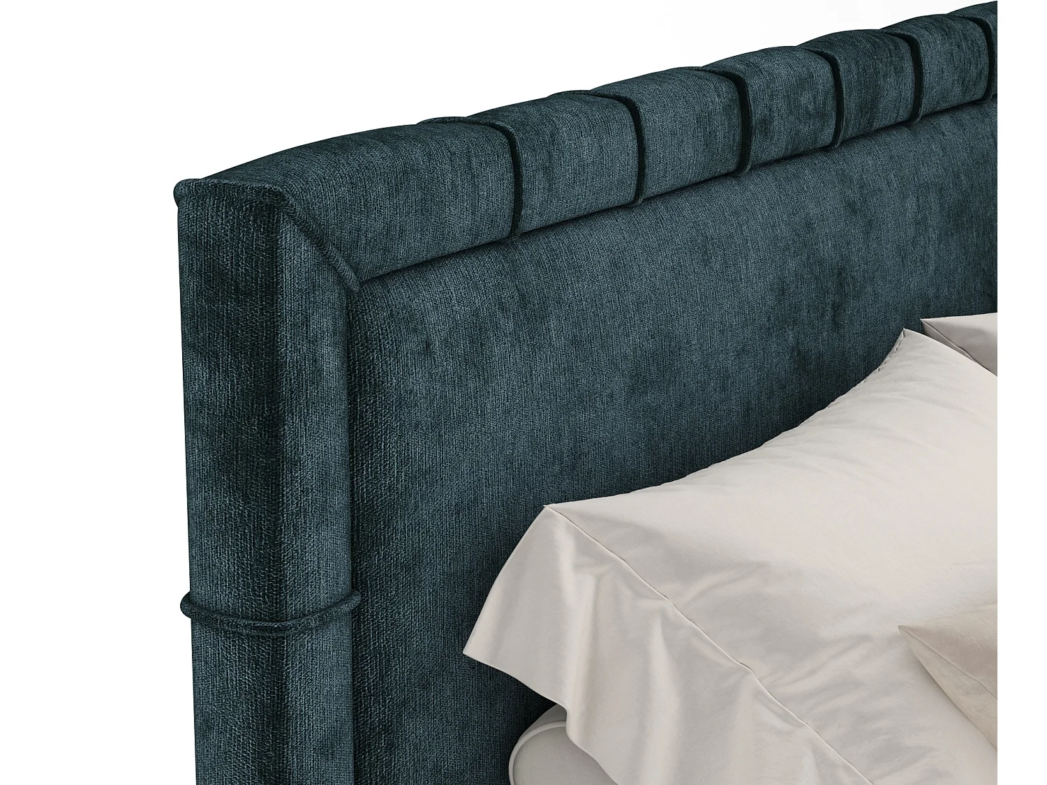 Boxspringbett aus Chenille-Stoff Rimini - Matratze - Toppermatratze - 180x200 cm - blaugrüne