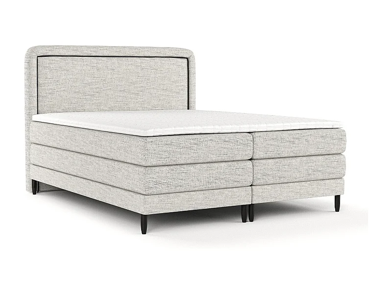 Boxspringbett aus Webstoff Dove - Matratze - Toppermatratze - 180x200 cm - hellgrau