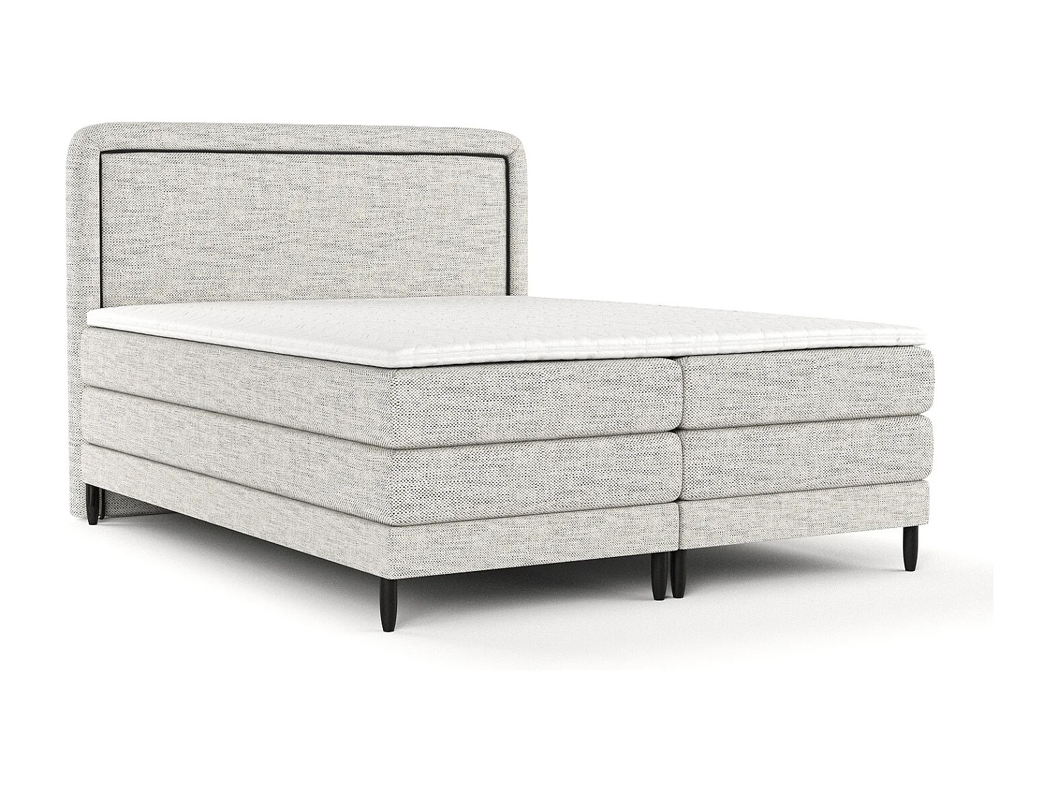 Łóżko boxspring w tkaninie plecionej Dove - materac - topper - 180x200 cm - jasnoszary