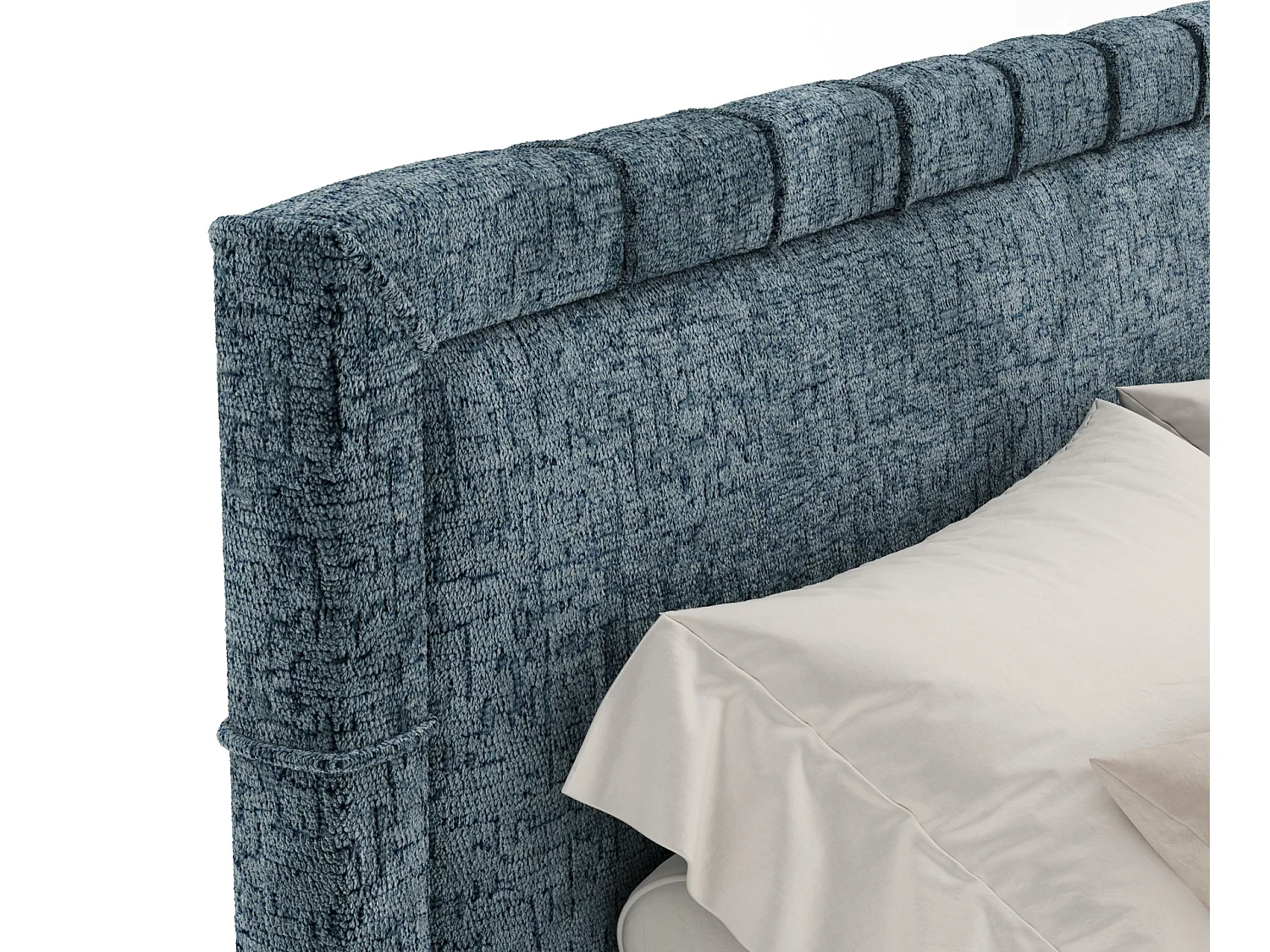 Boxspringbett aus Chenille-Stoff Rimini - materac - topper - 200x200 cm - blau