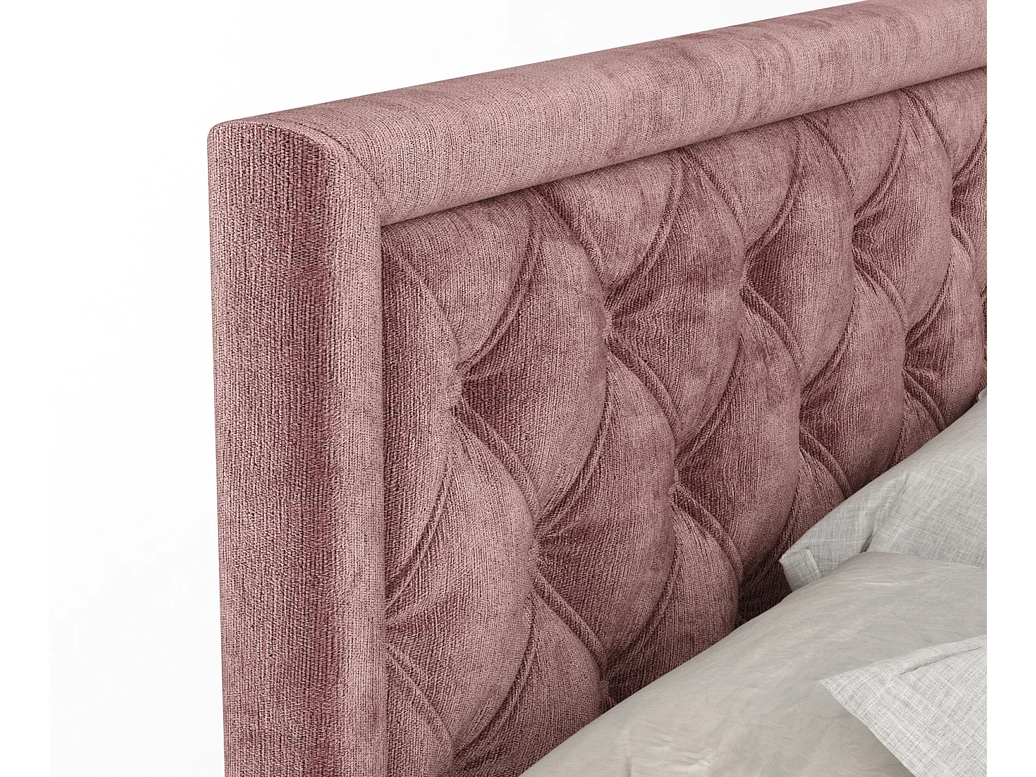 Boxspringbett aus Chenille-Stoff Aurelia - Matratze - Toppermatratze - 160x200 cm - rosa