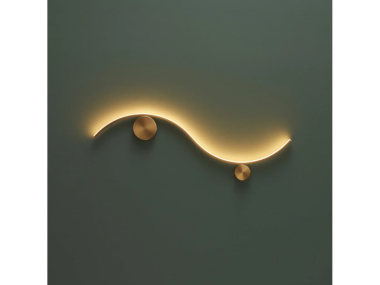 Applique LED design longue vague double support laiton - Curva