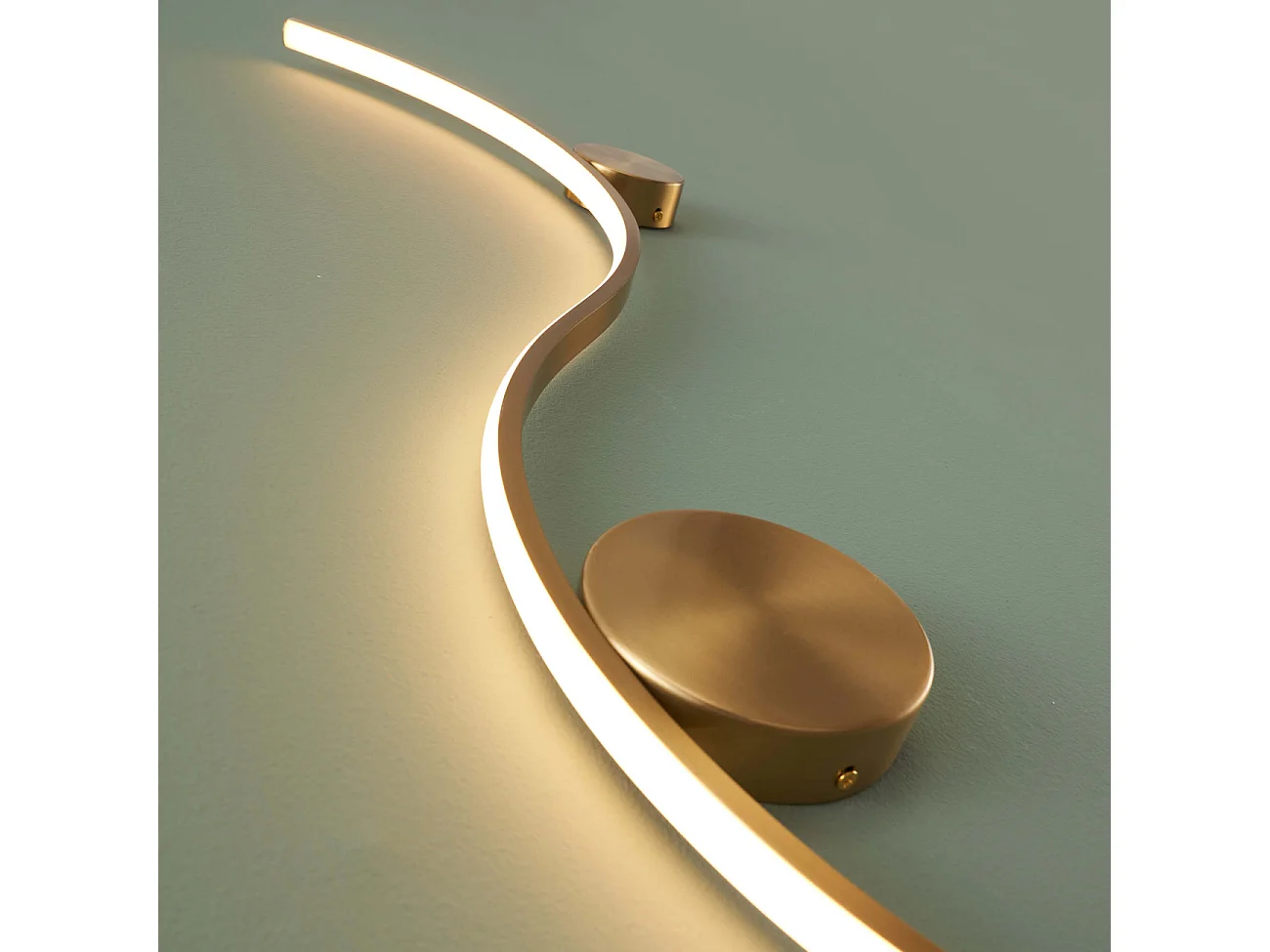 Applique LED design longue vague double support laiton - Curva