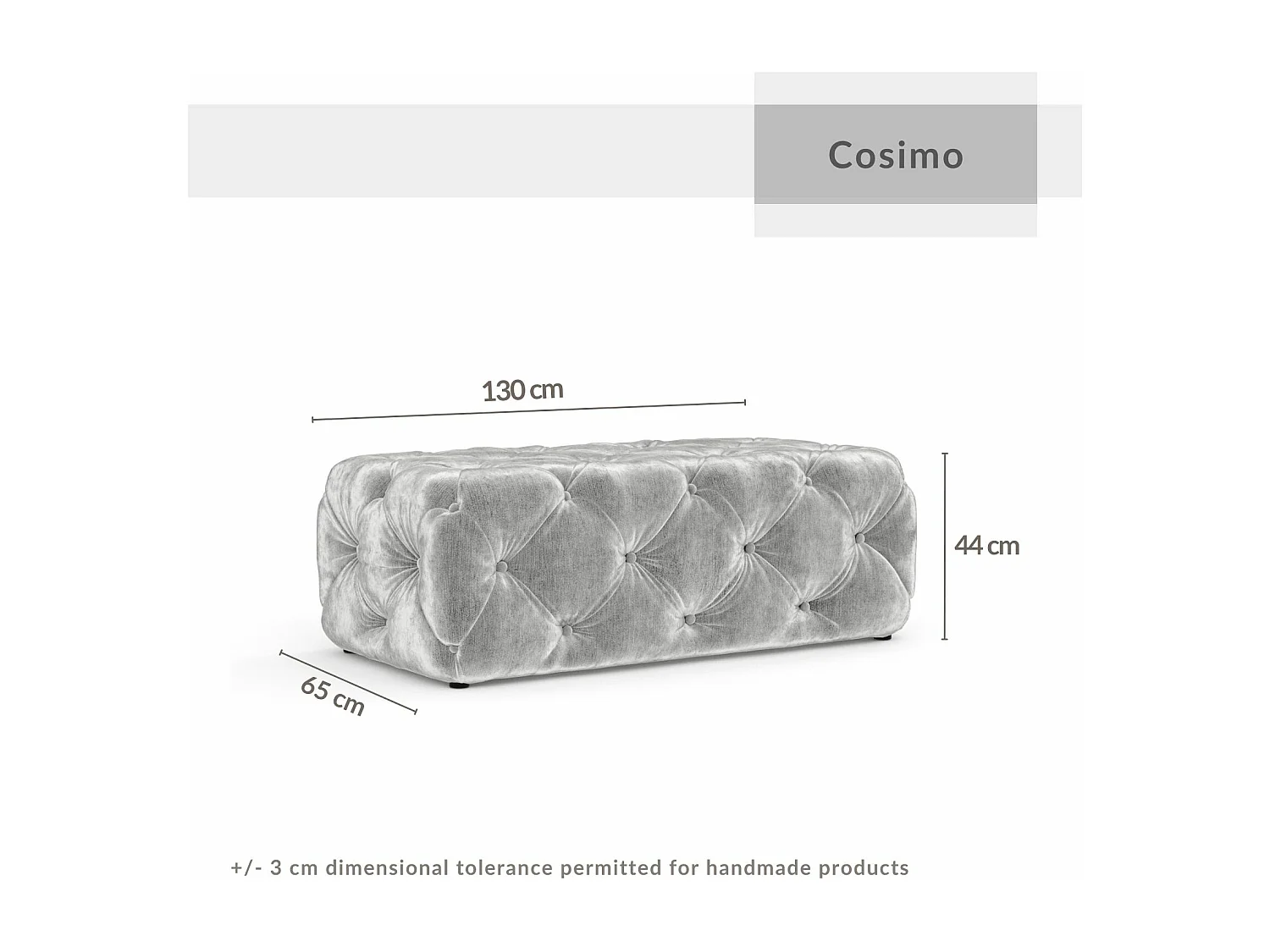 Pouf en tissu chenille Cosimo - gris