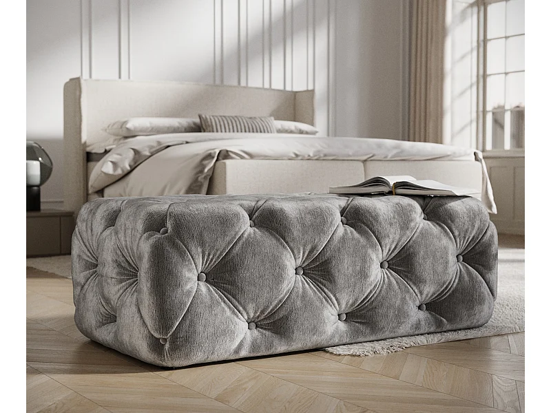 Pouf en tissu chenille Cosimo - gris