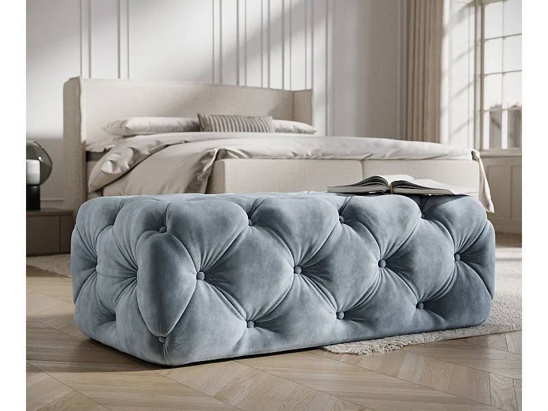 Pouf en velours Cosimo - bleu