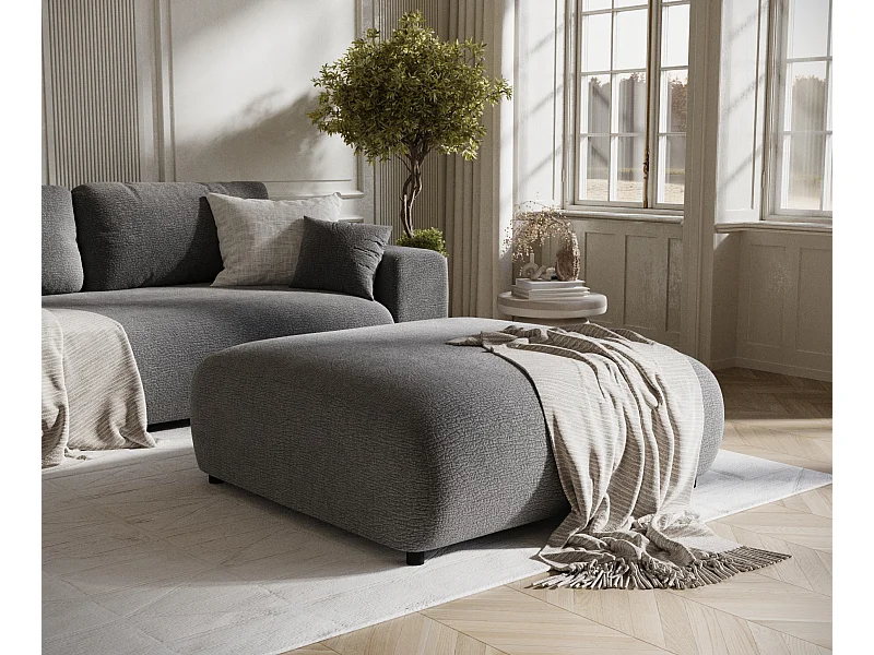 Pouf en tissu chenille Zanzibar - 110x110 cm - gris