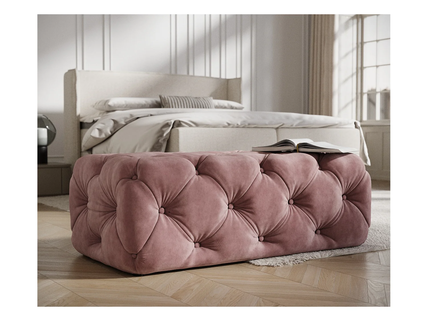 Pouf en velours Cosimo - rose