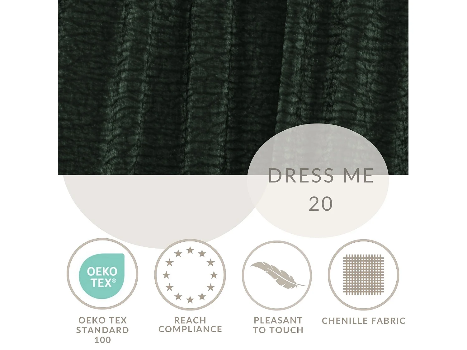 Pouf en tissu chenille Zanzibar - 88x88 cm - vert foncé