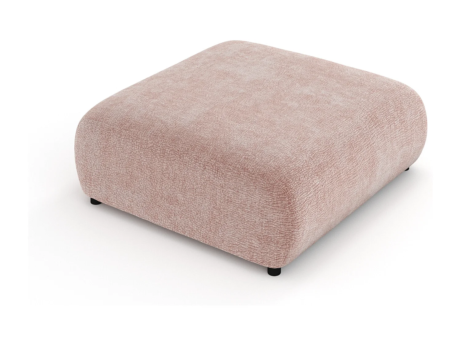 Pouf en tissu chenille Zanzibar - 110x110 cm - rose