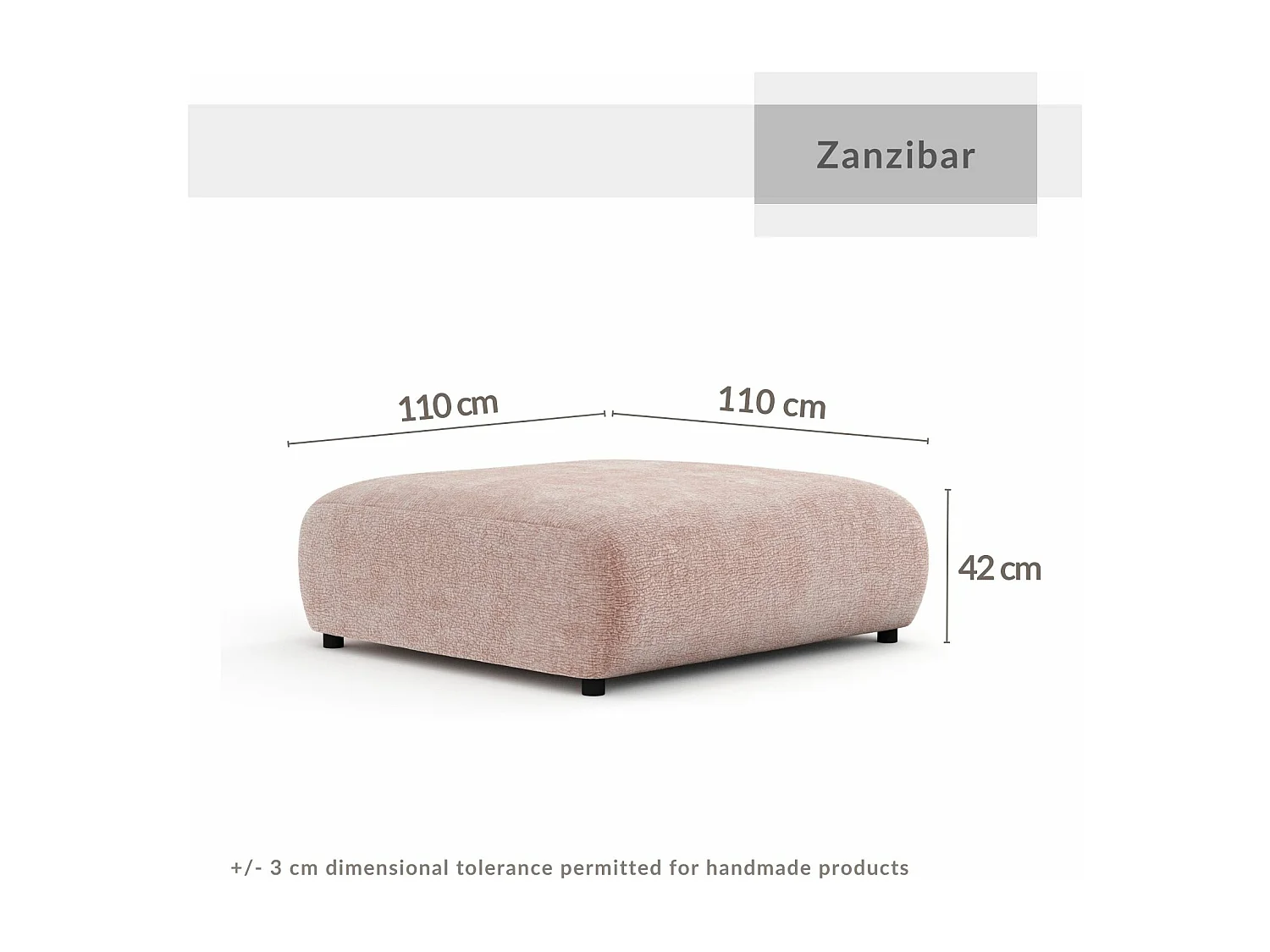 Pouf en tissu chenille Zanzibar - 110x110 cm - vert foncé