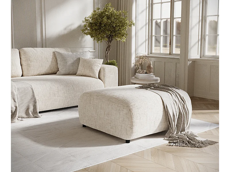 Pouf en toile tissée Zanzibar - 88x88 cm - creme