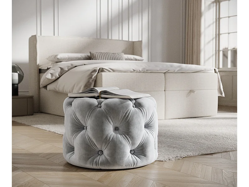 Pouf en velours Cosimo - gris clair