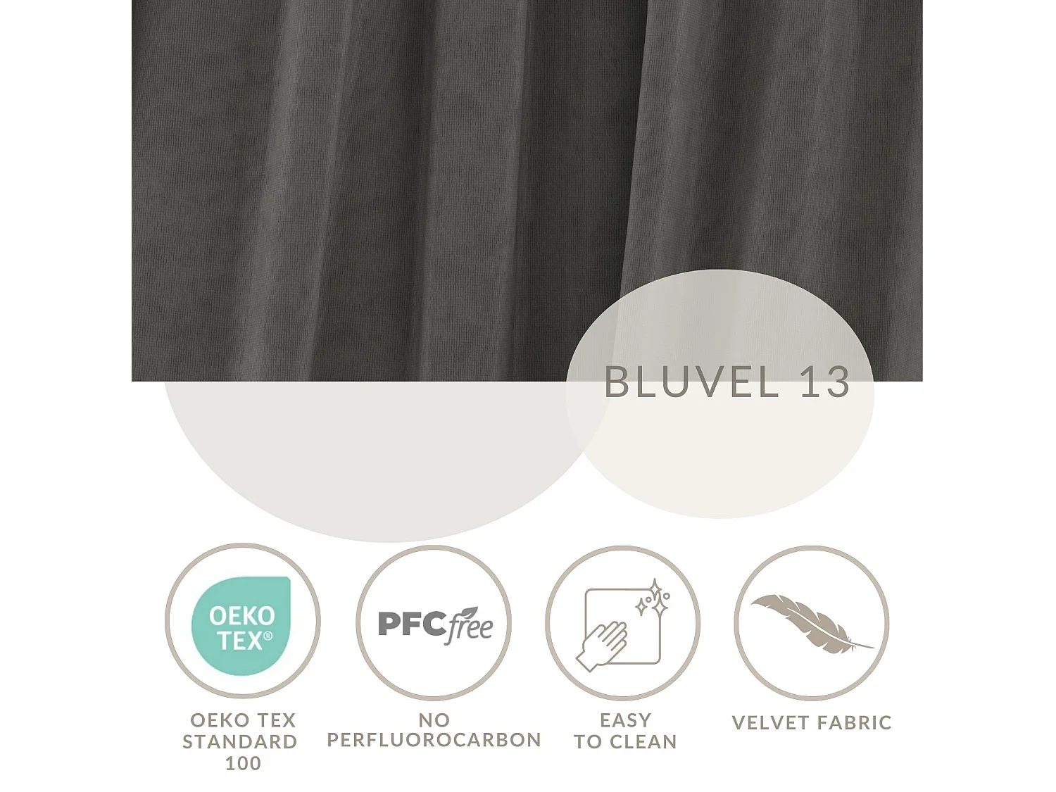 Pouf en tissu velours Zanzibar - 88x88 cm - gris