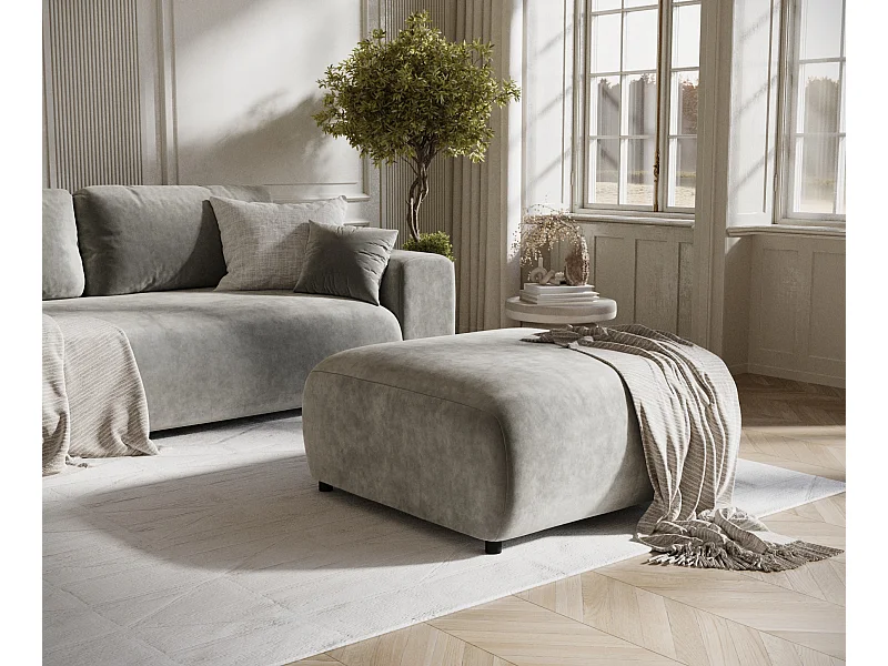 Pouf en tissu velours Zanzibar - 88x88 cm - gris