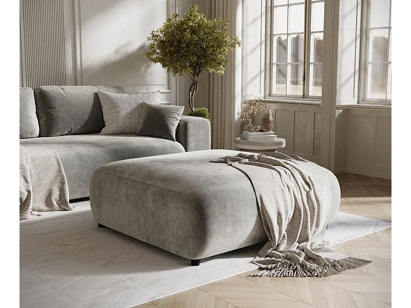 Pouf en tissu velours Zanzibar - 110x110 cm - gris