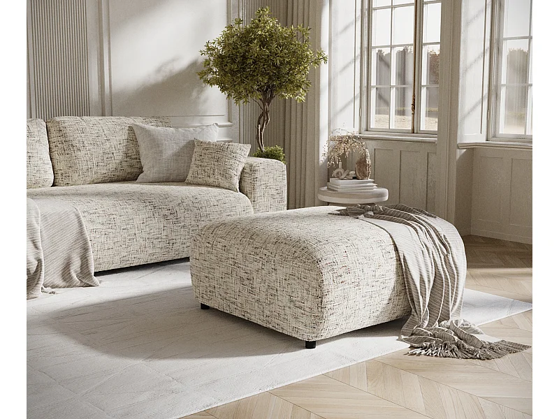 Poef in geweven stof Zanzibar - 88x88 cm - beige melange