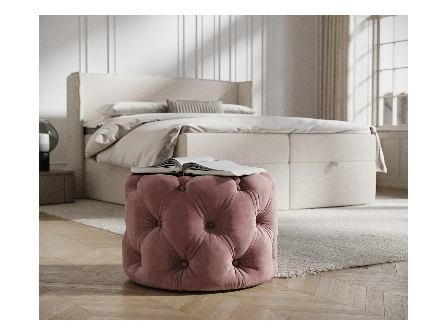 Pouf en velours Cosimo - rose