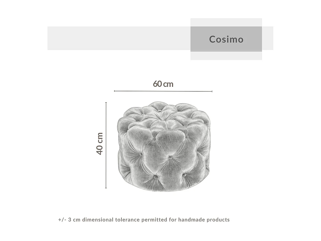 Pouf en tissu chenille Cosimo - gris clair